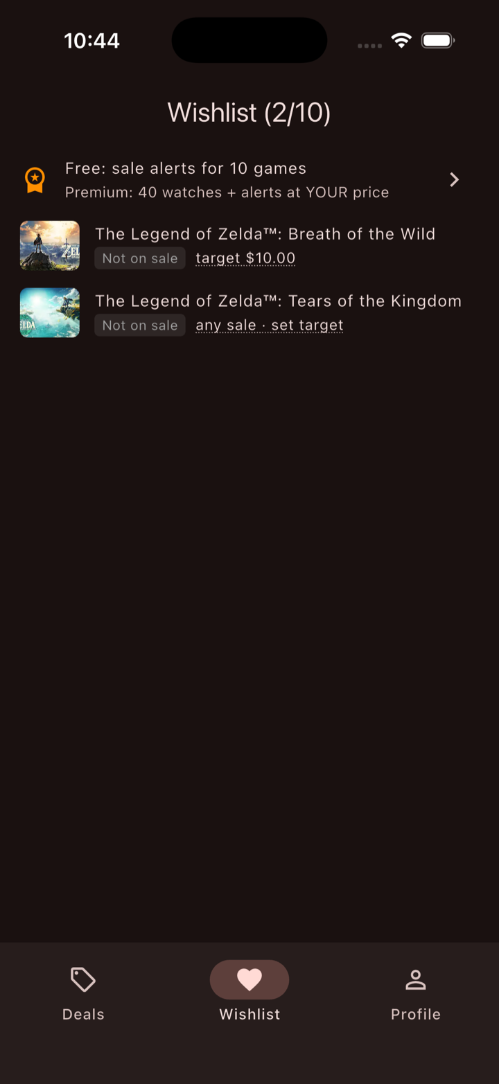 Wishlist with target prices